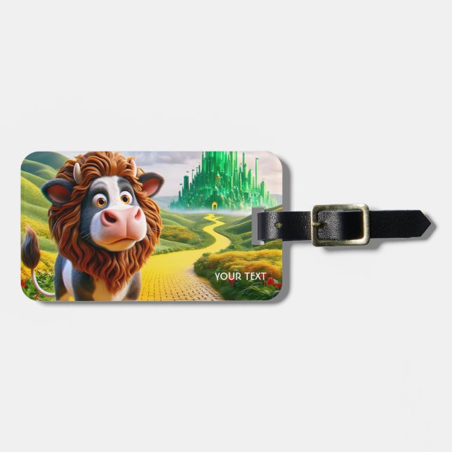 Fantasy Niedlich Cow Lion Road Gepäckanhänger (Vorderseite horizontal)