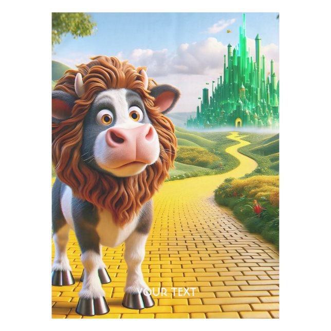 Fantasy Niedlich Cow Lion Road Tischdecke (Vorderseite)