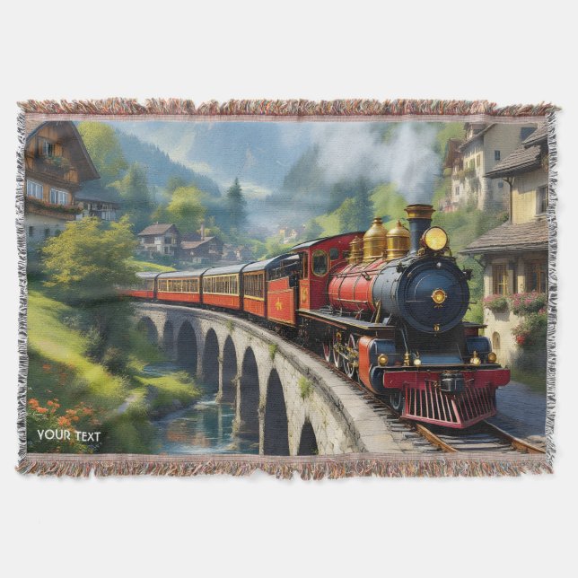 Fantasy Niedlich Crimson Antique Train Decke (Vorderseite)