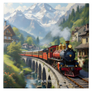 Fantasy Niedlich Crimson Antique Train Fliese