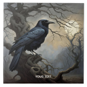 Fantasy Niedlich Crow Tree Dunkelheit Fliese
