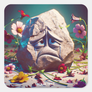 Fantasy Niedlich Cry Granite Rock Quadratischer Aufkleber