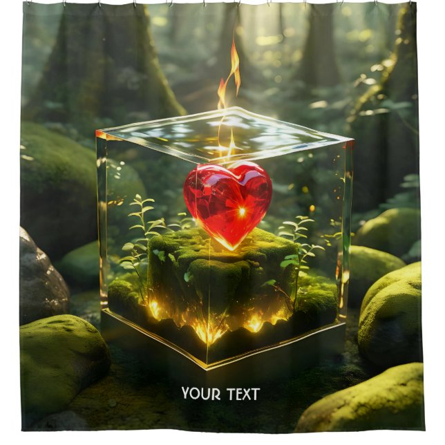 Fantasy Niedlich Cube Herzwald Duschvorhang (Vorderseite)
