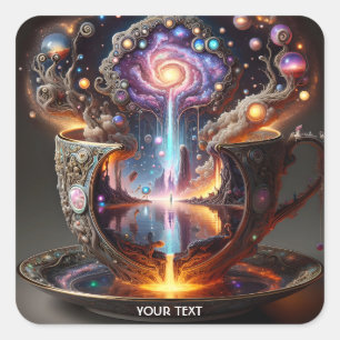 Fantasy Niedlich Cup Lava Space Quadratischer Aufkleber
