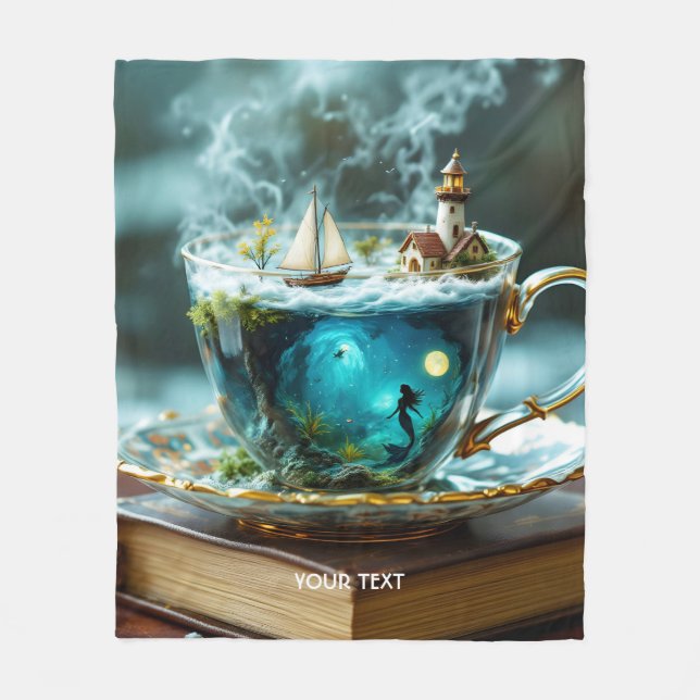 Fantasy Niedlich Cup Ocean Boat Fleecedecke (Vorderseite)