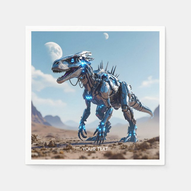 Fantasy Niedlich Cyborg Dinosaur-Wüste Serviette (Vorderseite)