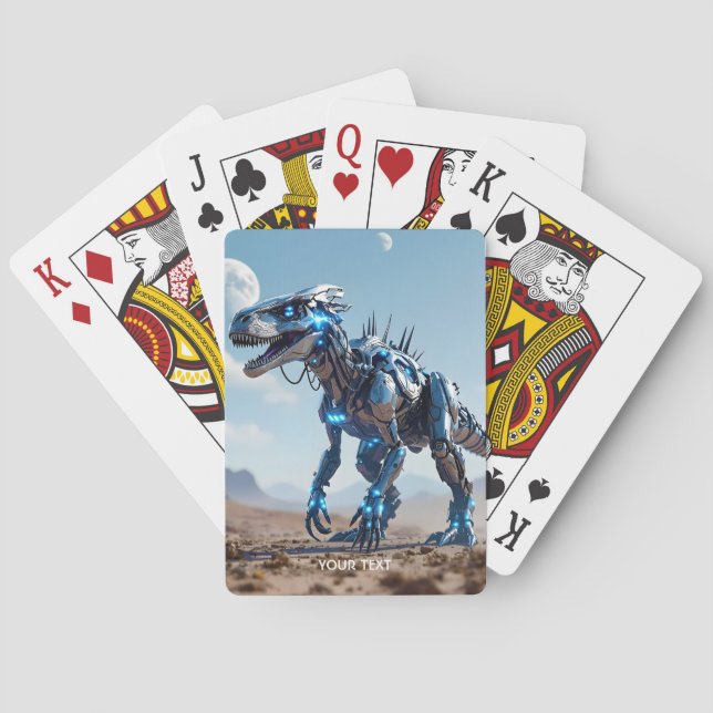 Fantasy Niedlich Cyborg Dinosaur-Wüste Spielkarten (Rückseite)