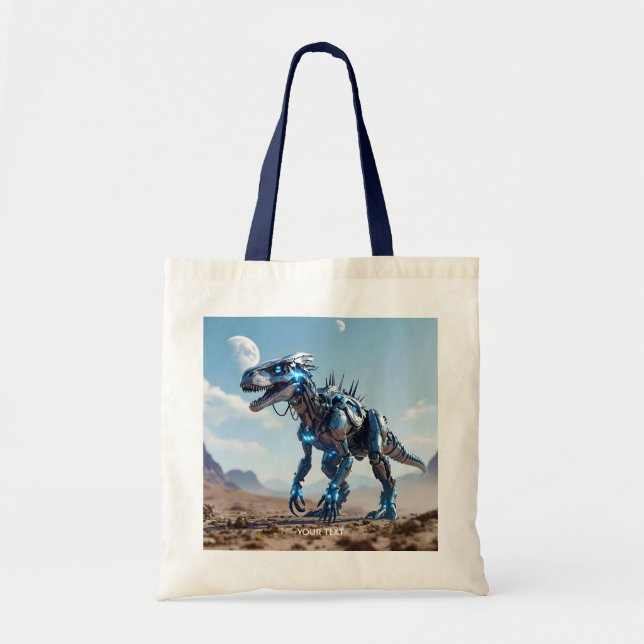 Fantasy Niedlich Cyborg Dinosaur-Wüste Tragetasche (Vorne)