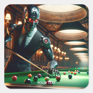 Fantasy Niedlich Cyborg Playing Snooker Quadratischer Aufkleber