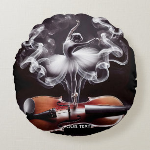 Fantasy Niedlich Dancing Ballerina Violin Rundes Kissen