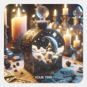 Fantasy Niedlich Decanter Moon Night Quadratischer Aufkleber