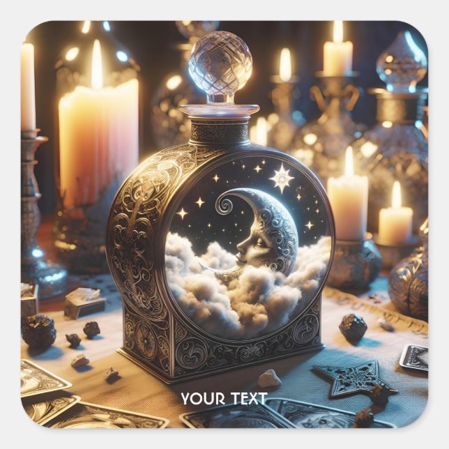Fantasy Niedlich Decanter Moon Night Quadratischer Aufkleber (Vorderseite)