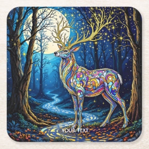Fantasy Niedlich Deer Starlight Antlers Rechteckiger Pappuntersetzer