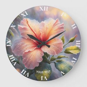 Fantasy Niedlich Delicate Hibiskus Blume Große Wanduhr