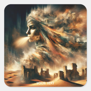 Fantasy Niedlich Desert Sand Storm Quadratischer Aufkleber