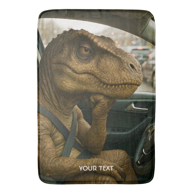Fantasy Niedlich Dinosaur Autofahrer Auto Badematte (Vorderseite Vertikal)