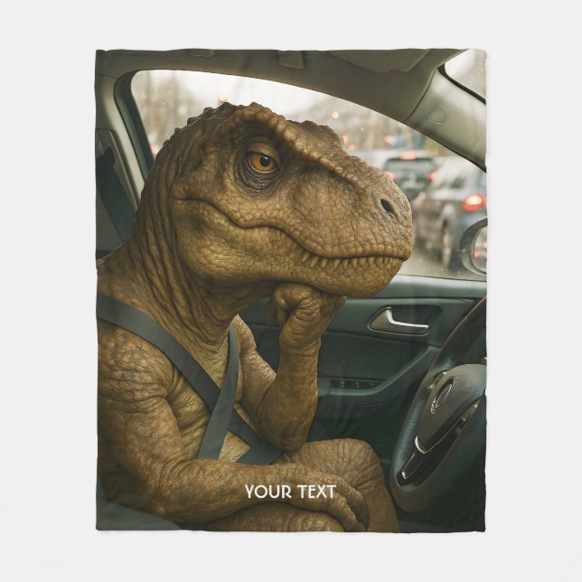 Fantasy Niedlich Dinosaur Autofahrer Auto Fleecedecke (Vorderseite)
