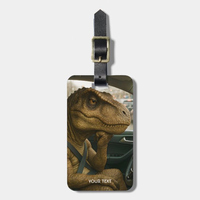 Fantasy Niedlich Dinosaur Autofahrer Auto Gepäckanhänger (Vorderseite vertikal)