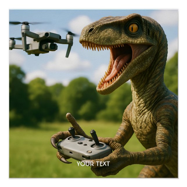 Fantasy Niedlich Dinosaur Drone Forest Poster (Vorderseite)