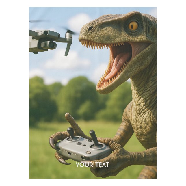 Fantasy Niedlich Dinosaur Drone Forest Tischdecke (Vorderseite)