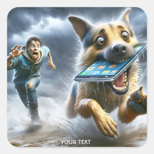 Fantasy Niedlich Dog Boy Phone Quadratischer Aufkleber