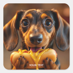 Fantasy Niedlich Dog Hot Dog Quadratischer Aufkleber