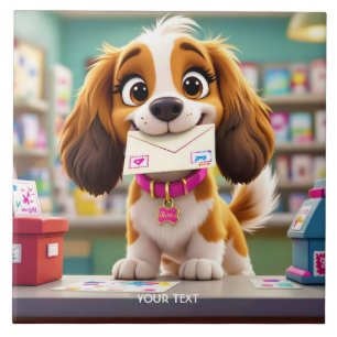 Fantasy Niedlich Dog Post Letter Fliese