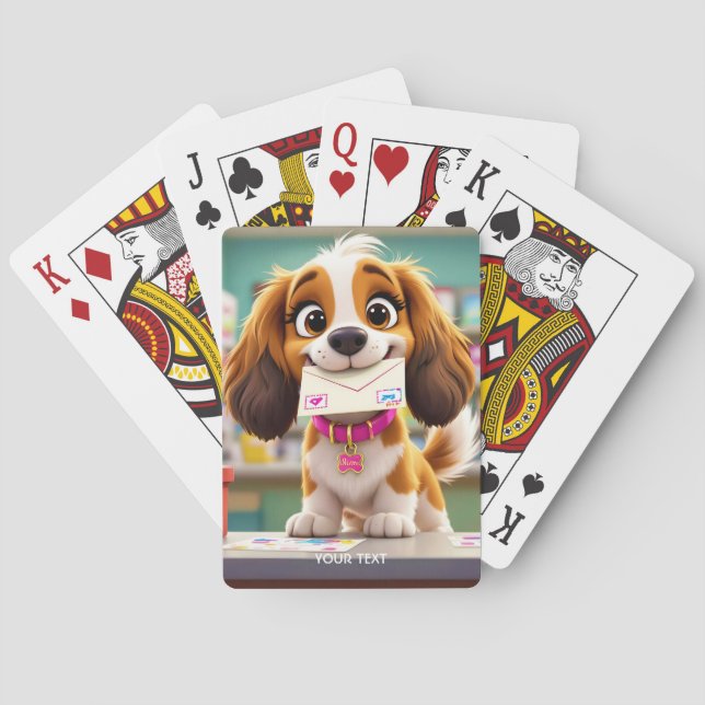 Fantasy Niedlich Dog Post Letter Spielkarten (Rückseite)
