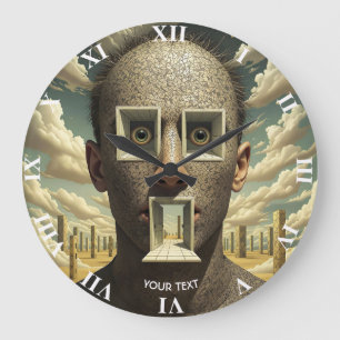 Fantasy Niedlich Door Windows Man Große Wanduhr