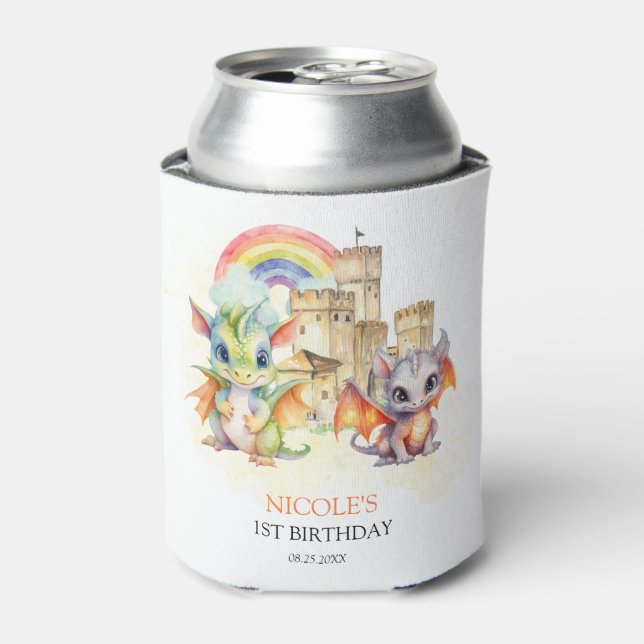 Fantasy Niedlich Dragon Castle Rainbow Kindergebur Dosenkühler (Kanne Vorderseite)