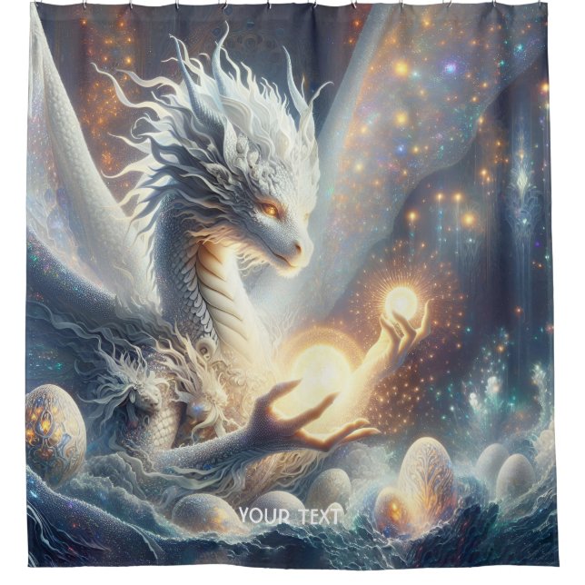 Fantasy Niedlich Dragon Light Eggs Duschvorhang (Vorderseite)