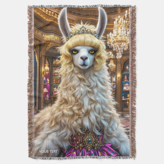 Fantasy Niedlich Drama Llama Queen Decke (Vorderseite Vertikal)