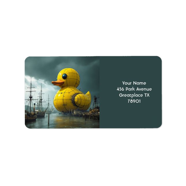 Fantasy Niedlich Duck War Ship Adressaufkleber (Vorne)