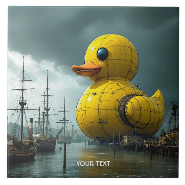 Fantasy Niedlich Duck War Ship Fliese (Vorderseite)