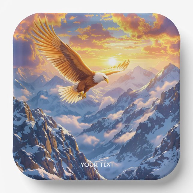 Fantasy Niedlich Eagle Mountains Sonnenaufgang Pappteller (Vorderseite)