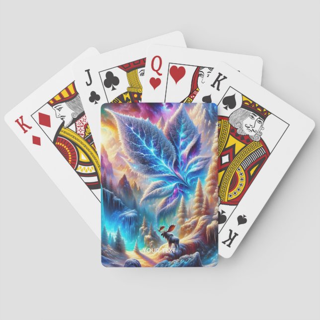 Fantasy Niedlich Elch Leaf Colors Spielkarten (Rückseite)