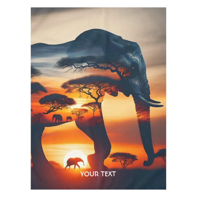 Fantasy Niedlich Elephant Double Exposition Tischdecke (Vorderseite)