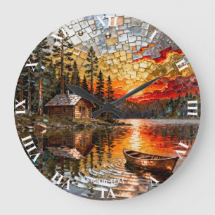 Fantasy Niedlich Embossed Metal Landschaft Große Wanduhr
