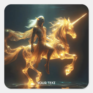 Fantasy Niedlich Ethereal Unterwasser Einhorn Quadratischer Aufkleber