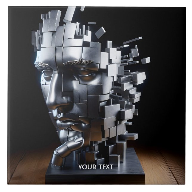 Fantasy Niedlich Face Metal Skulptur Fliese (Vorderseite)