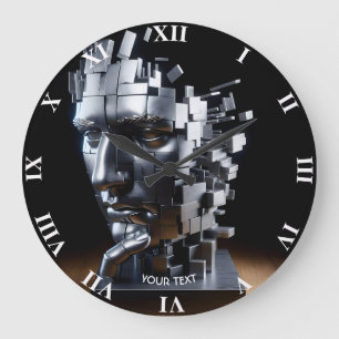 Fantasy Niedlich Face Metal Skulptur Große Wanduhr