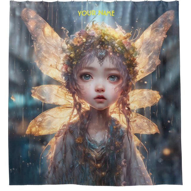 Fantasy Niedlich Fairy Rainy Forest Duschvorhang (Vorderseite)