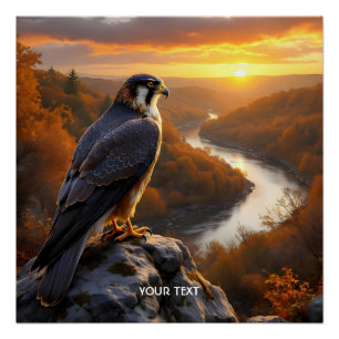 Fantasy Niedlich Falcon Sunset Fall Poster