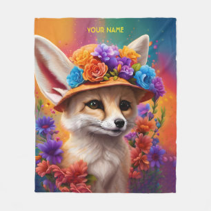 Fantasy Niedlich Fennec Fox Blume Fleecedecke