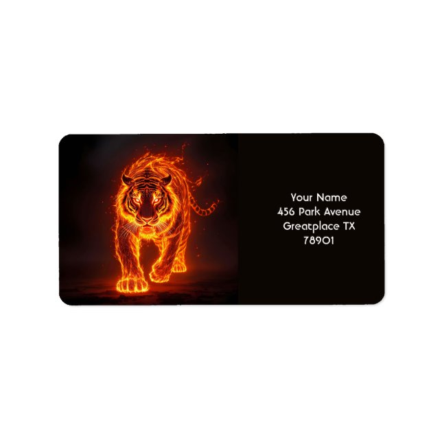 Fantasy Niedlich Fire Big Tiger Adressaufkleber (Vorne)