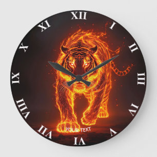 Fantasy Niedlich Fire Big Tiger Große Wanduhr