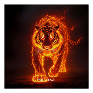 Fantasy Niedlich Fire Big Tiger Poster