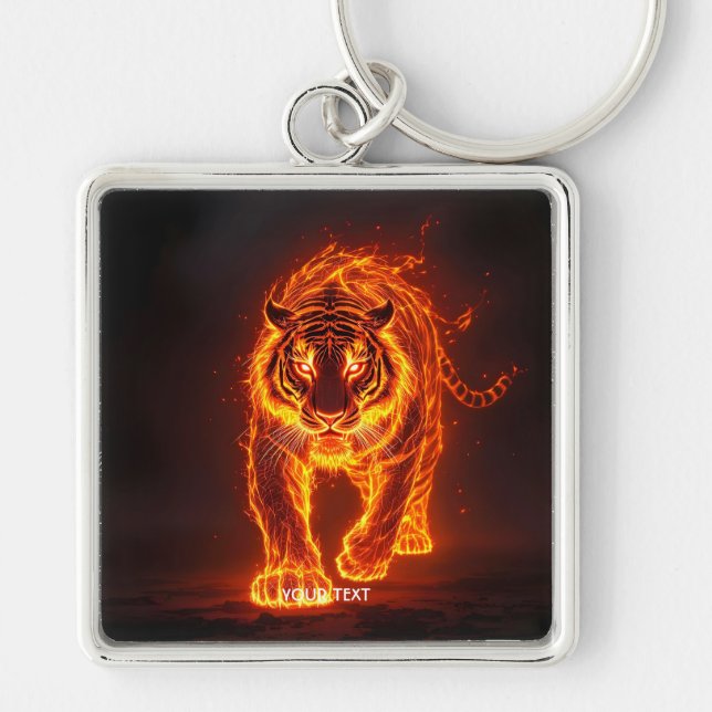 Fantasy Niedlich Fire Big Tiger Schlüsselanhänger (Vorne)