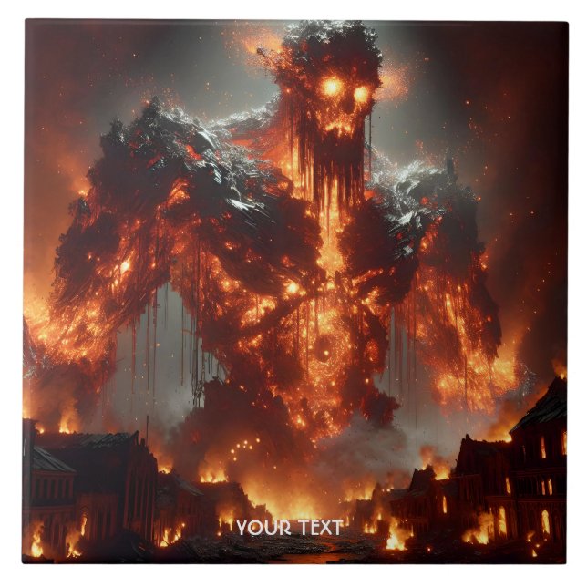 Fantasy Niedlich Fire Elemental Flames Fliese (Vorderseite)