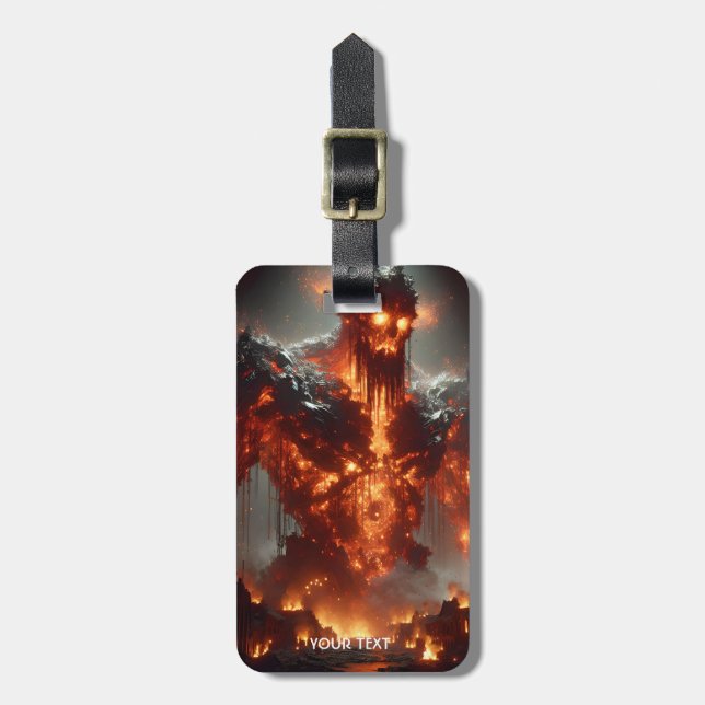 Fantasy Niedlich Fire Elemental Flames Gepäckanhänger (Vorderseite vertikal)